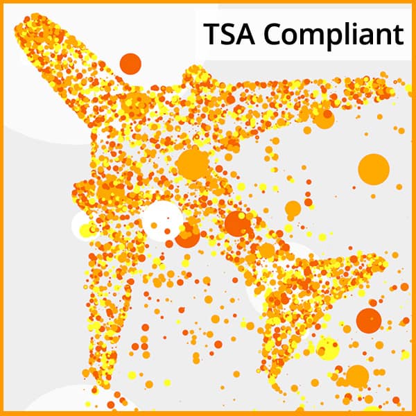 Bubble image of an airplane with the caption: TSA Compliant